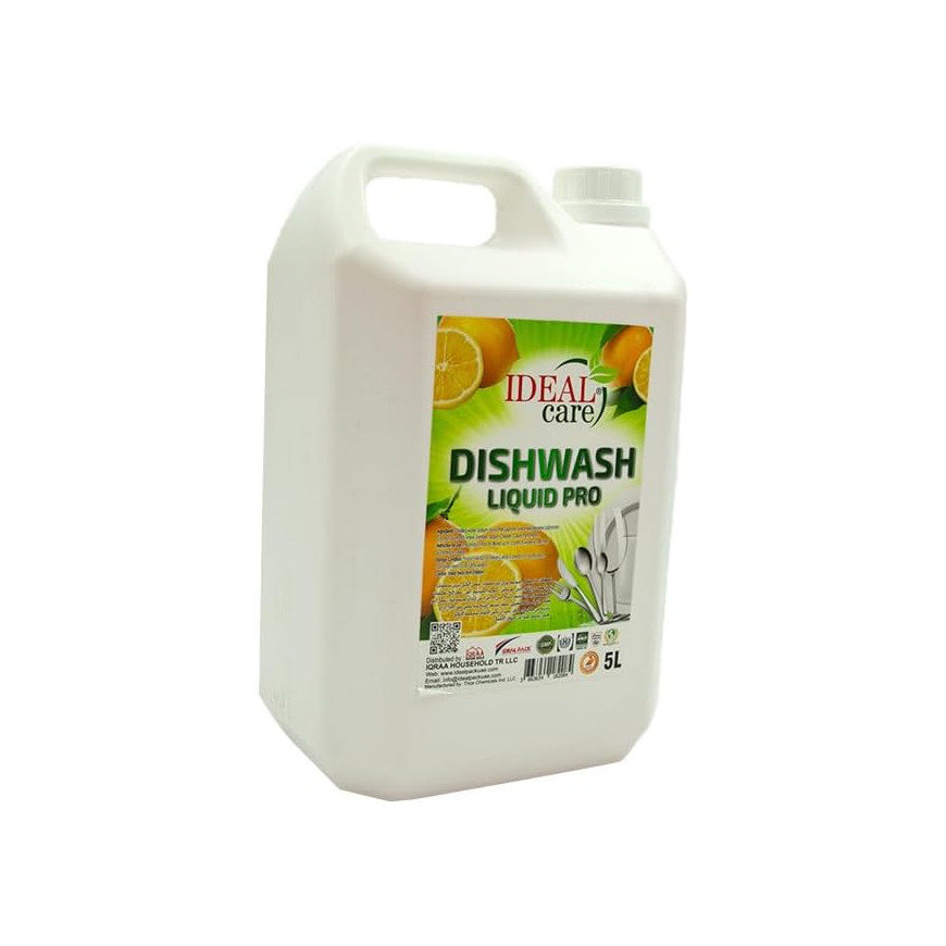 Ideal Care Dishwash Liquid Pro 5 Liter | Concentrated Dishwashing Liquid with Lemon Fragrance