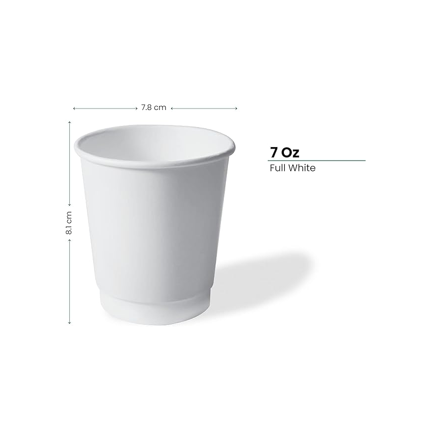 7 Oz White Single Wall Paper Cups 25 Pieces