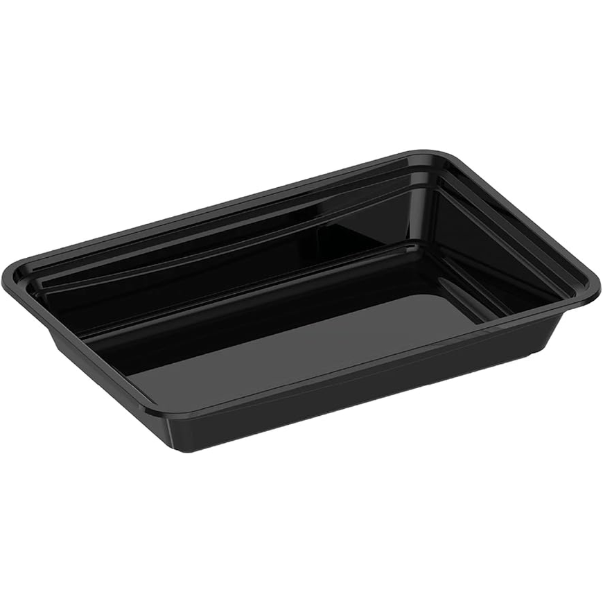 Black Base Rectangular Food Containers with Lids – 28 oz | 5 Pack