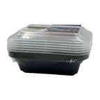 Black Base Rectangular Food Containers with Lids – 5 Pack | 12 oz