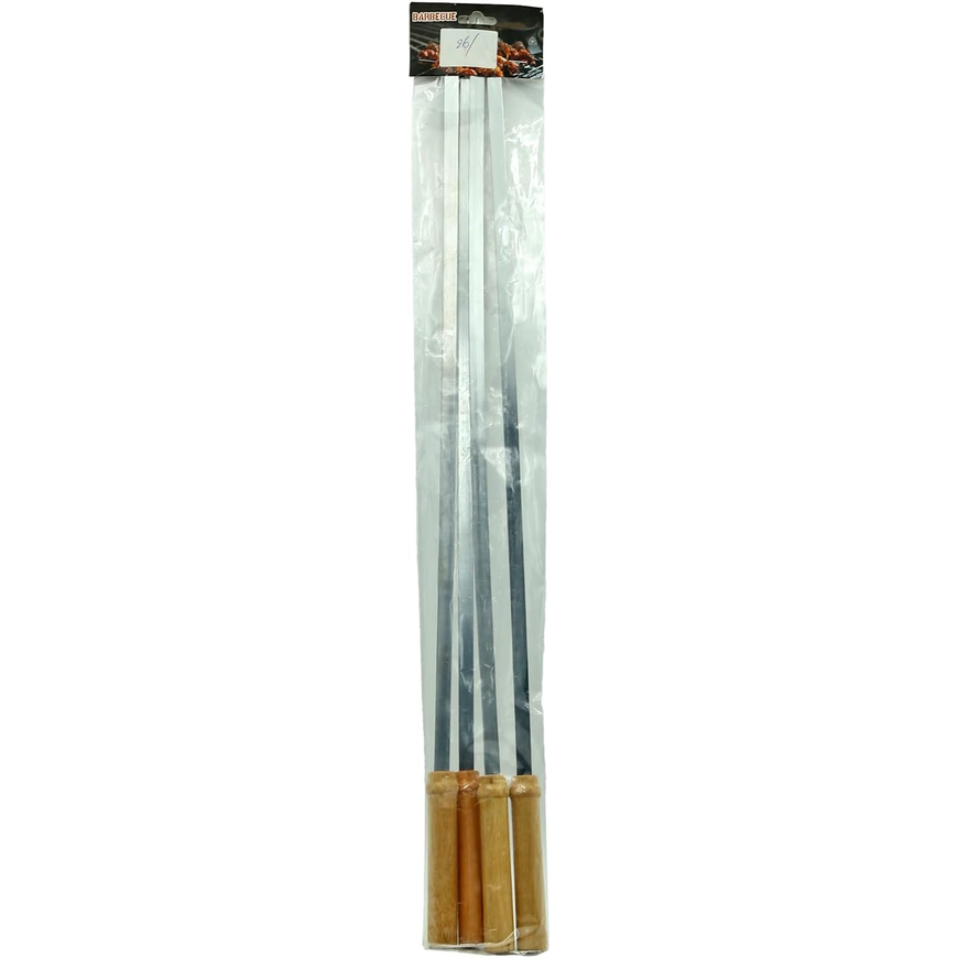 Premium Stainless Steel BBQ Skewers Set with Wooden Handles