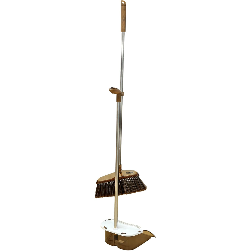 Premium Long Handle Broom and Dustpan Set for Home, Office, and Commercial Cleaning