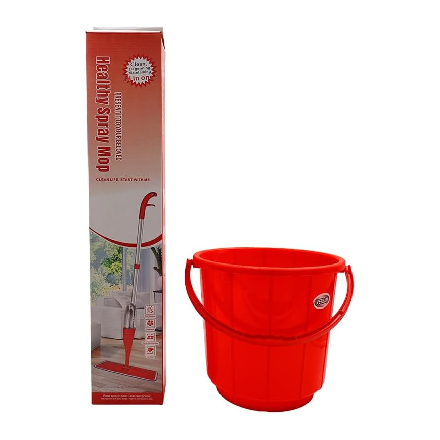 Premium Spray Mop with Healthy Stick & Bucket Set with 360° Rotating Microfiber Head