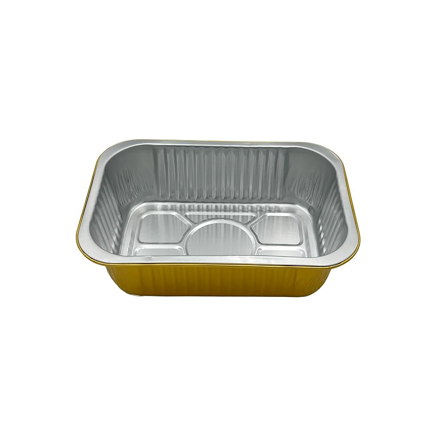 1800 ml Golden Aluminium Rectangular Food Container with Lid – 1 Pc