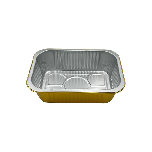 1800 ml Golden Aluminium Rectangular Food Container with Lid – 1 Pc
