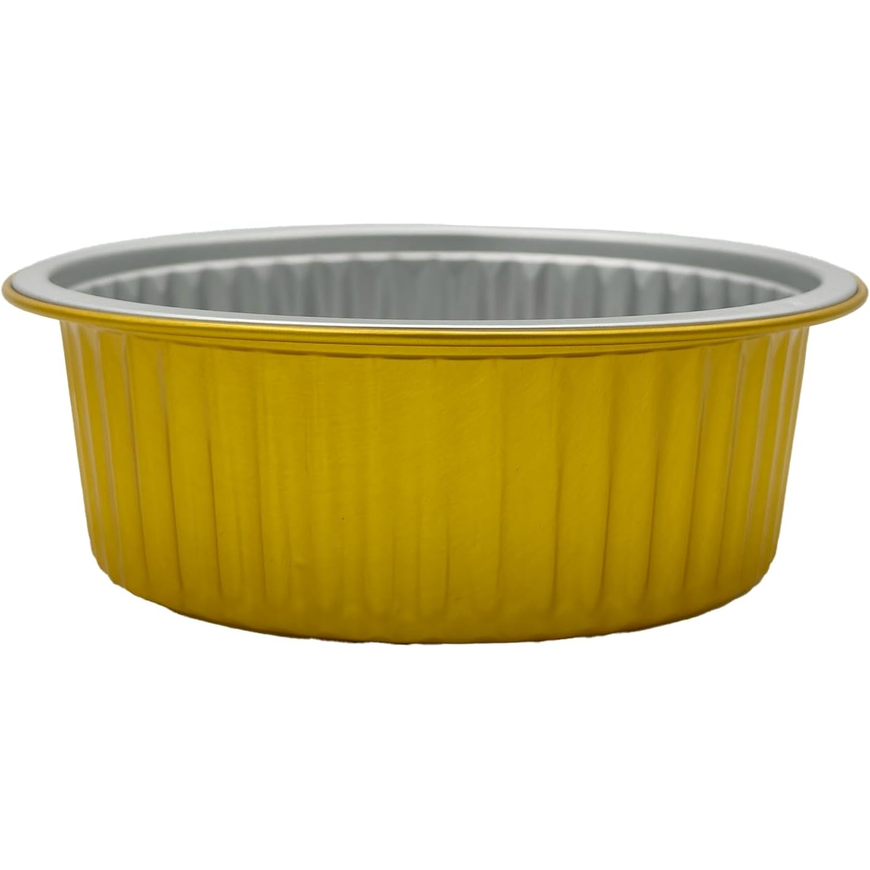 620 ml Golden Aluminium Round Food Containers – 5 Pcs with Lids