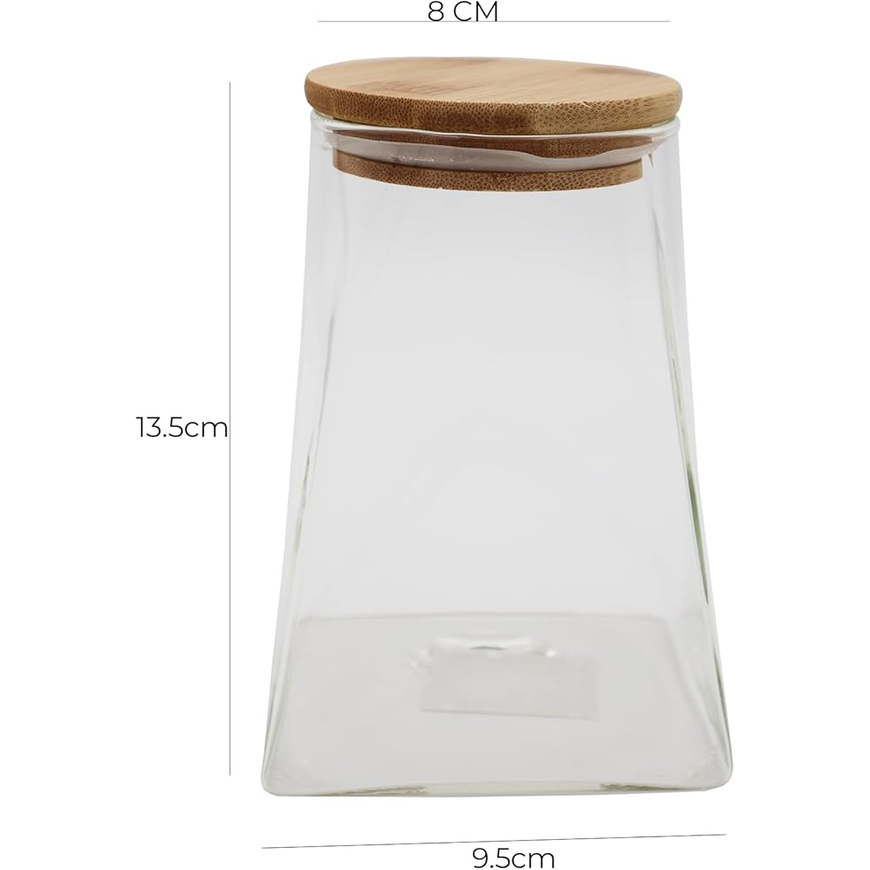 750 ml Rectangular Glass Jar with Wooden Lid