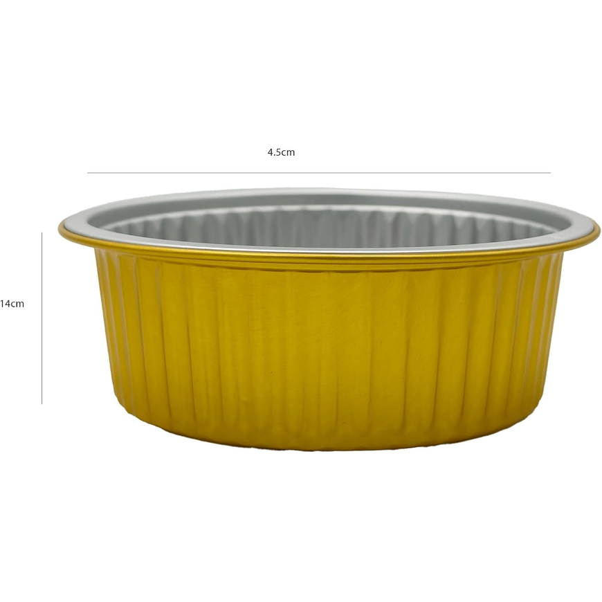 620 ml Golden Aluminium Round Food Containers – 5 Pcs with Lids