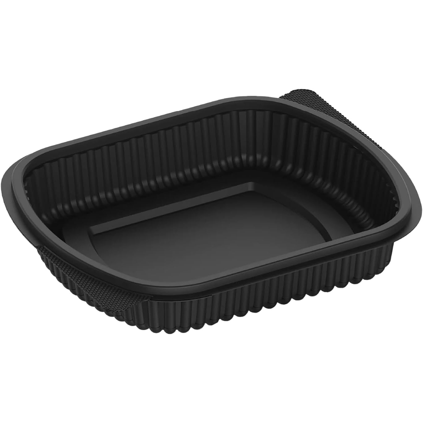 Black Base Single Compartment Food Containers with Lids – Pack of 5