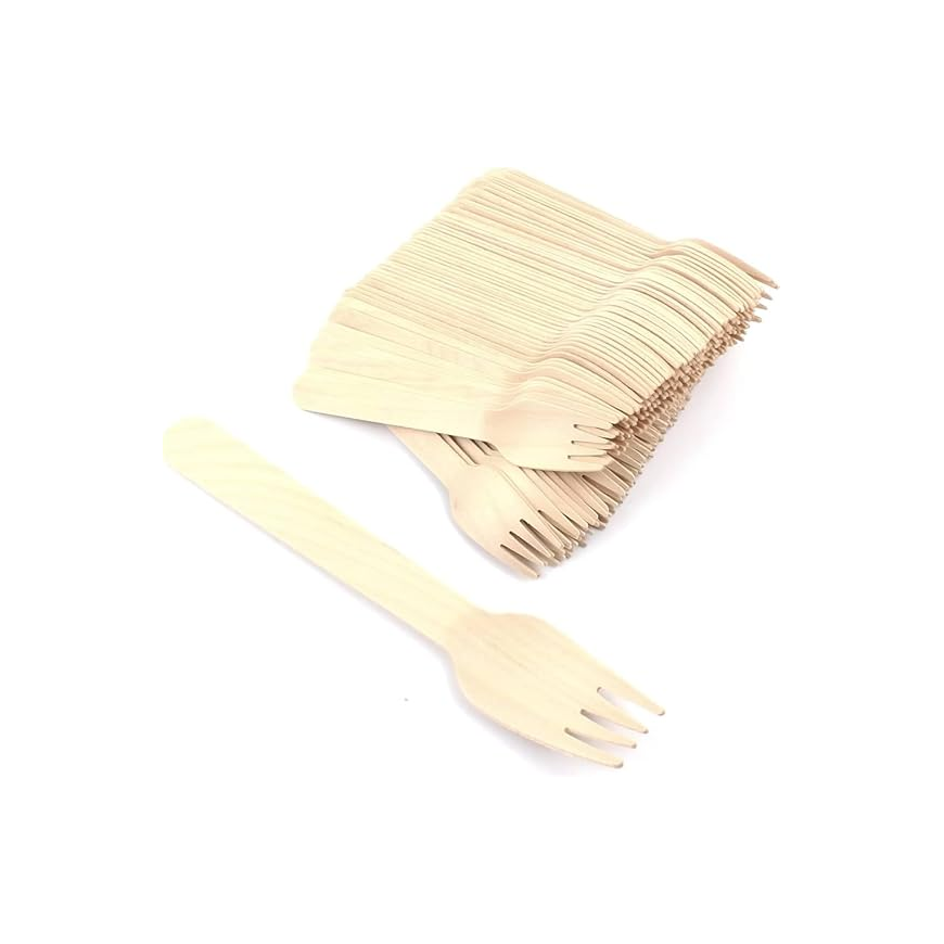 Happy Handmade Wooden Fork Eco Friendly Disposable Wooden Fork Set 30 PCS Secondary image