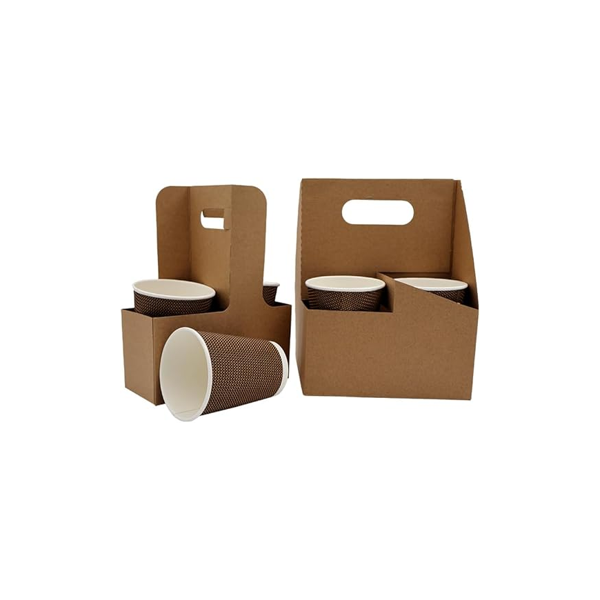 Eco-Friendly Kraft Paper Coffee Carrier Box – Durable Takeaway Drink Holder for 4 Cups Secondary image