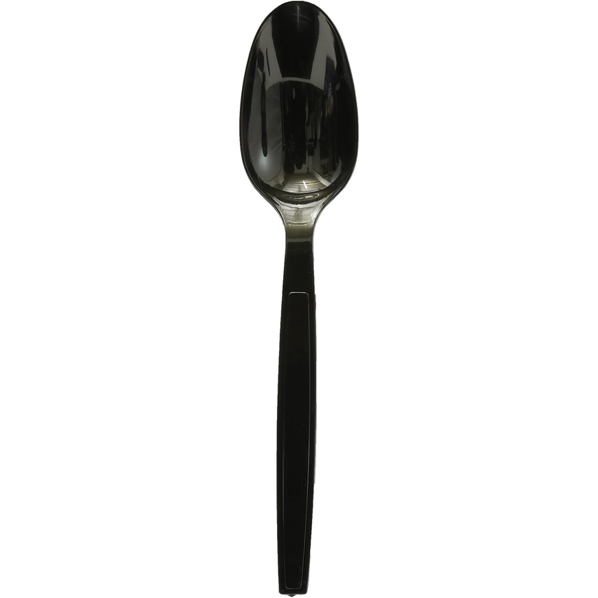 Plastic Hd Black Spoon, Pack of 50pcs, Black - Plastic Heavy Duty Black Cutlery