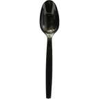 Plastic Hd Black Spoon, Pack of 50pcs, Black - Plastic Heavy Duty Black Cutlery