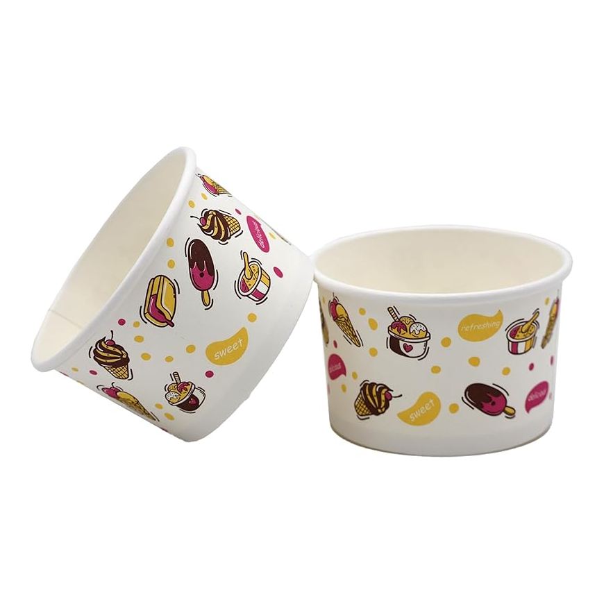 Printed Paper Ice Cream Cup  6 oz 50 PCS