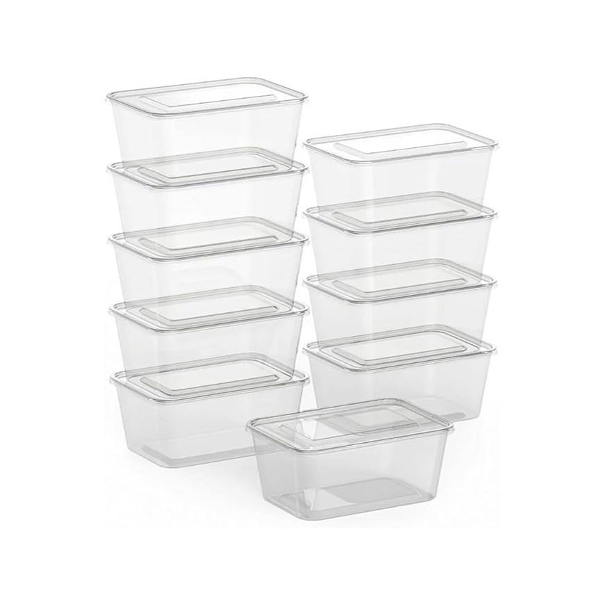 Microwave-Safe Square Food Containers with Lids – 1000 ml | 5 Pack