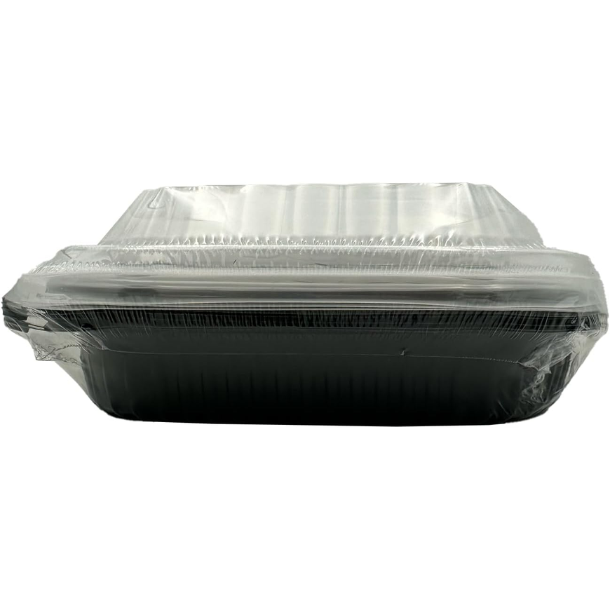 Black Base Single Compartment Food Containers with Lids – Pack of 5