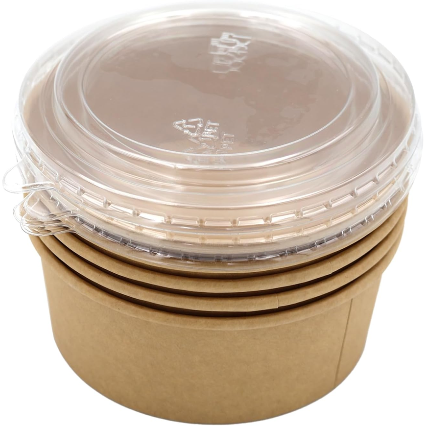 Kraft Paper Salad Bowls with Lids – 5 PCS Eco-Friendly Disposable Salad Containers