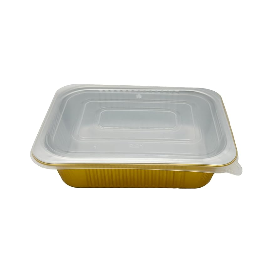 1800 ml Golden Aluminium Rectangular Food Container with Lid – 1 Pc