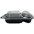 Black Base 2-Compartment Food Containers with Lids – 5 Pieces