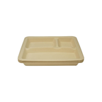 3 Compartment Bio Degradable Tray, Pack of 10pcs, Light Brown