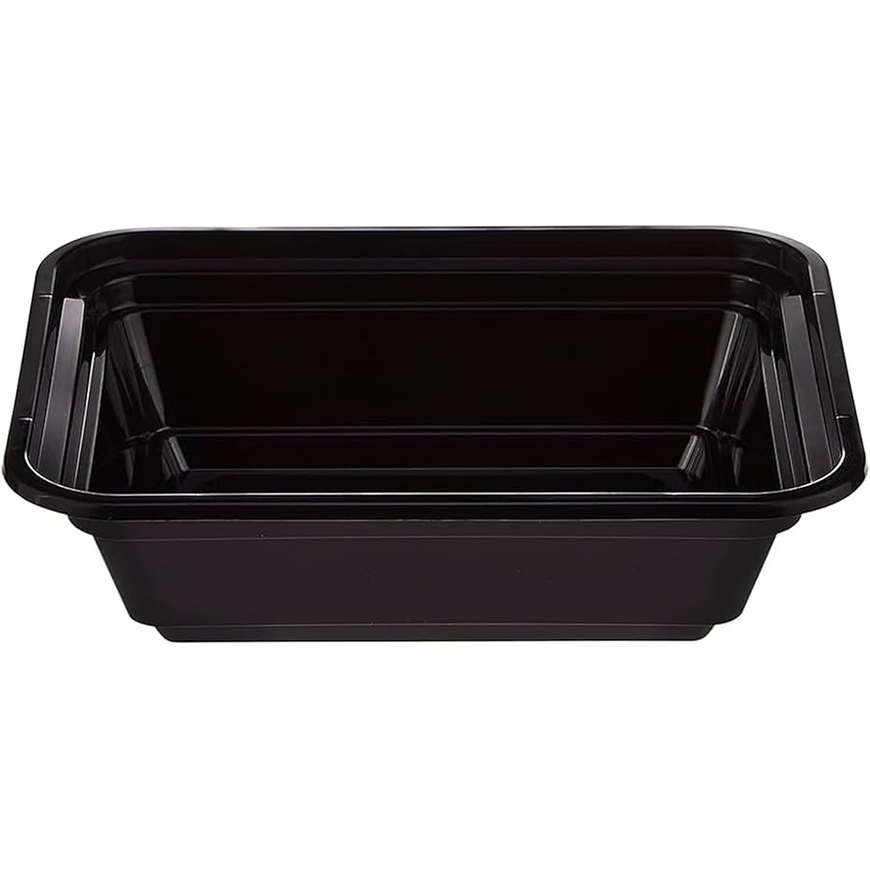 Black Base Rectangular Food Containers with Lids – 5 Pack | 12 oz