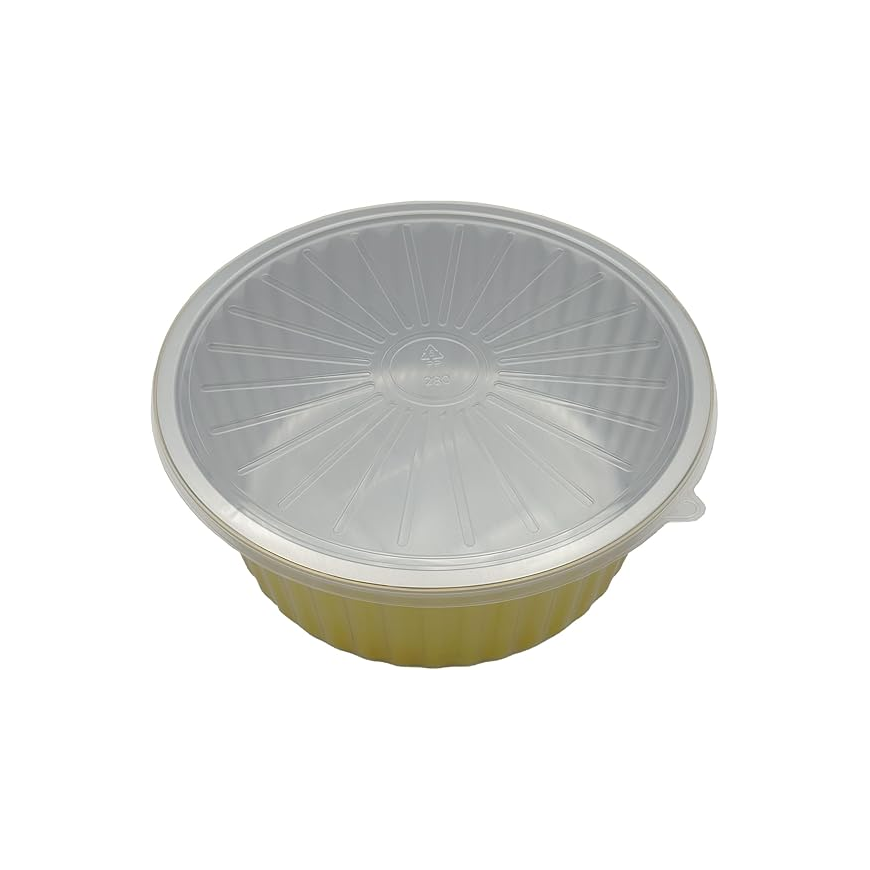4000 ml Golden Aluminium Round Food Container with Lid – 1 Pc