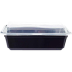 Black Base Rectangular Food Containers with Lids – 38 oz | 5 Pack