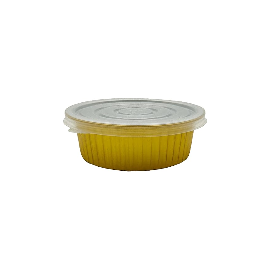 620 ml Golden Aluminium Round Food Containers – 5 Pcs with Lids