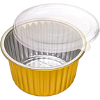 520 ml Golden Aluminium Round Food Containers with Lids – 5 Pcs