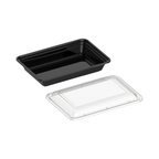 Black Base Rectangular Food Containers with Lids – 28 oz | 5 Pack