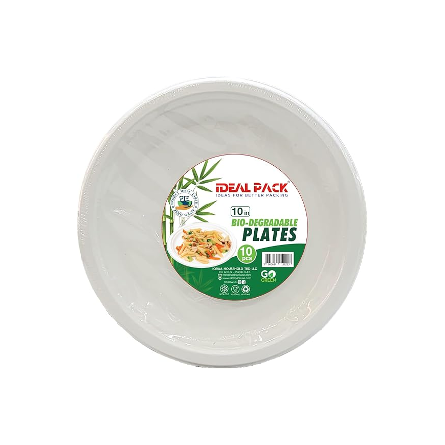 Bio Degradable Plates, 10Inch, Pack of 10pcs, Light Brown Main image