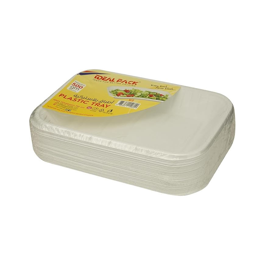 Plastic Tray, V2, 500gm, 19x13cm, White