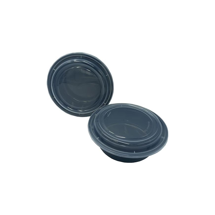 Black Base Round Microwavable Container With Lid