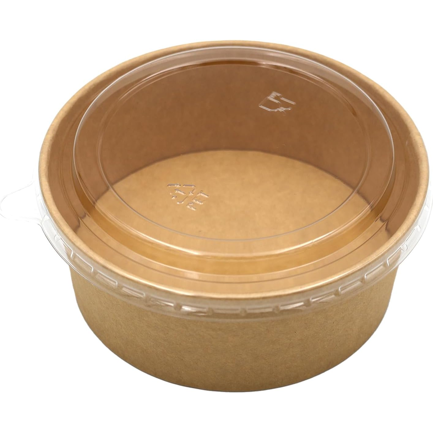 Kraft Paper Salad Bowls with Lids – 5 PCS Eco-Friendly Disposable Salad Containers
