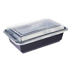 Black Base Rectangular Food Containers with Lids – 16 oz | 5 Pack