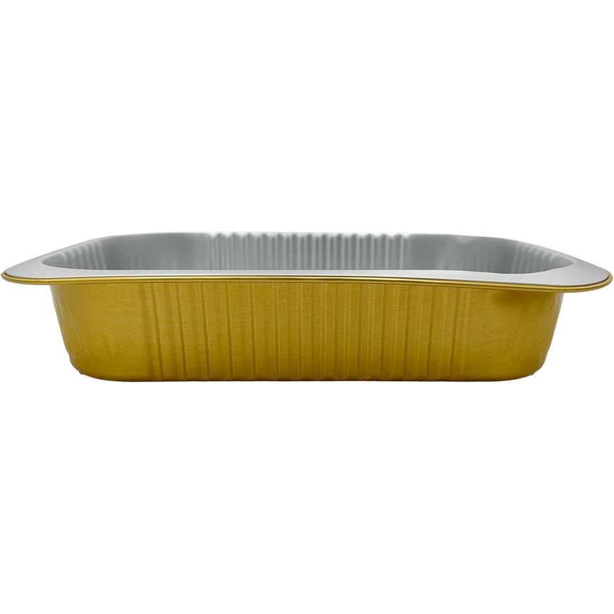 Ideal Pack 2200 ml Golden Aluminium Rectangular Food Container with Lid – 1 Pc