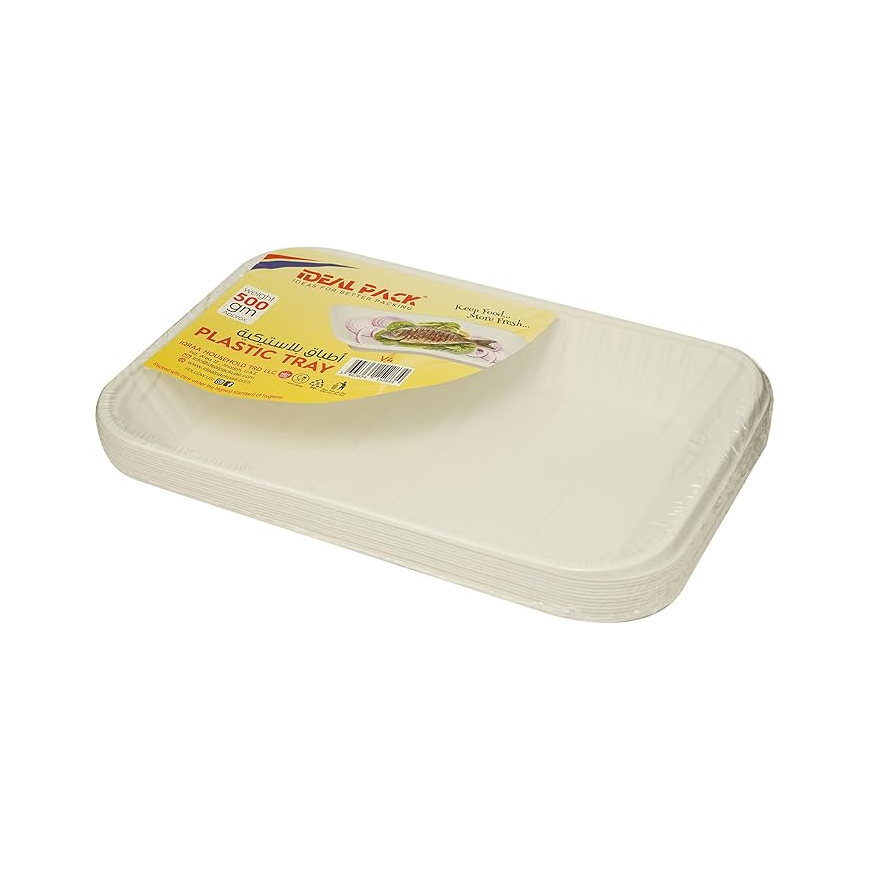 Plastic Tray, V3, 500gm, 23x16cm, White
