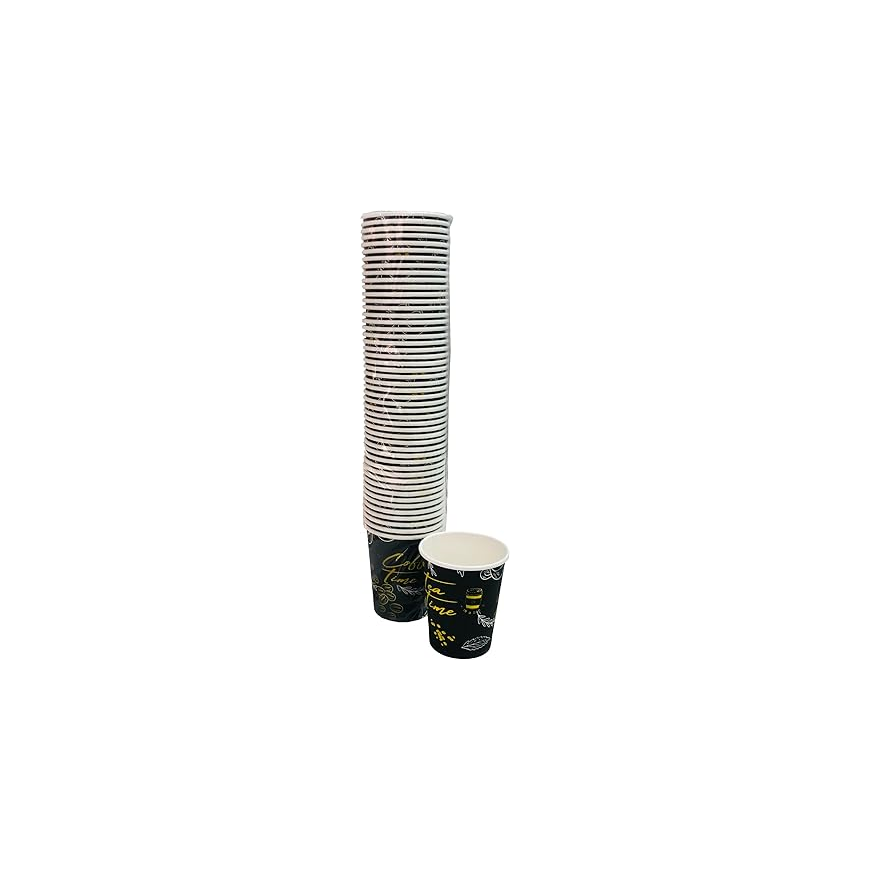 8 oz Paper Cups – 50 Pcs | Premium Quality Black Color