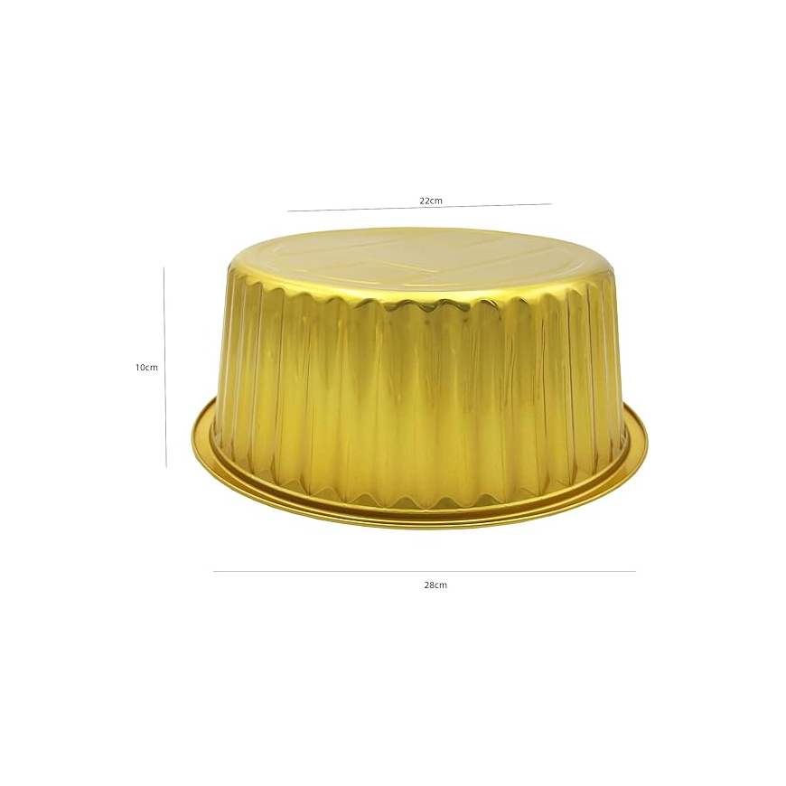 4000 ml Golden Aluminium Round Food Container with Lid – 1 Pc