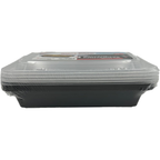 Black Base Rectangular Food Containers with Lids – 28 oz | 5 Pack