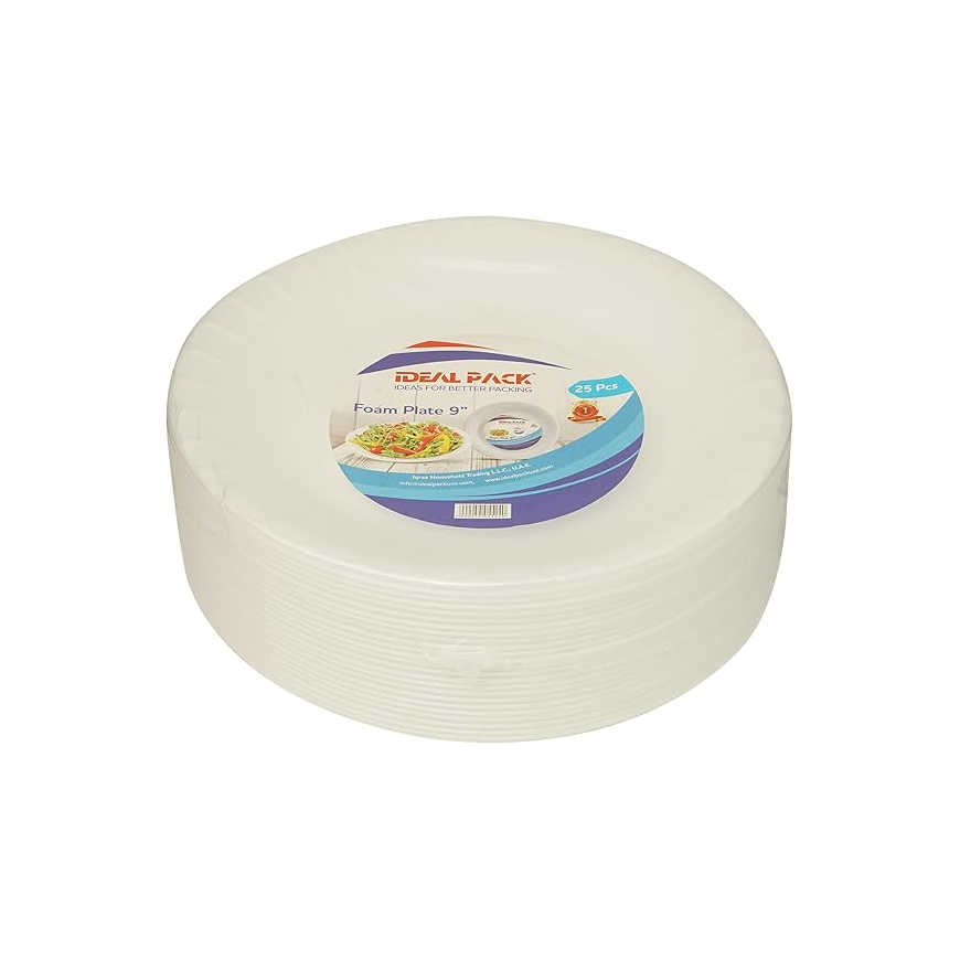 Foam Plate, 9inch, Pack of 25pcs, White Main image