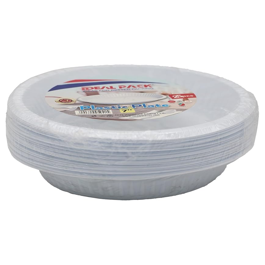 7-Inch Plastic Plates | Small Round Plates for Snacks, Salads, and Desserts