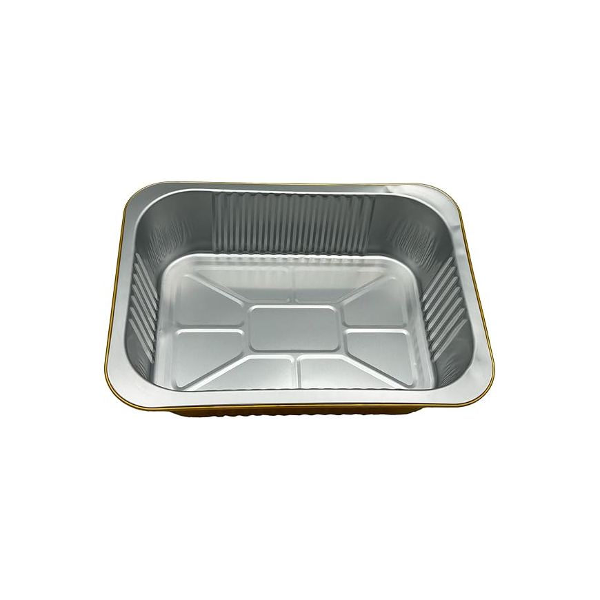 1800 ml Golden Aluminium Rectangular Food Container with Lid – 1 Pc