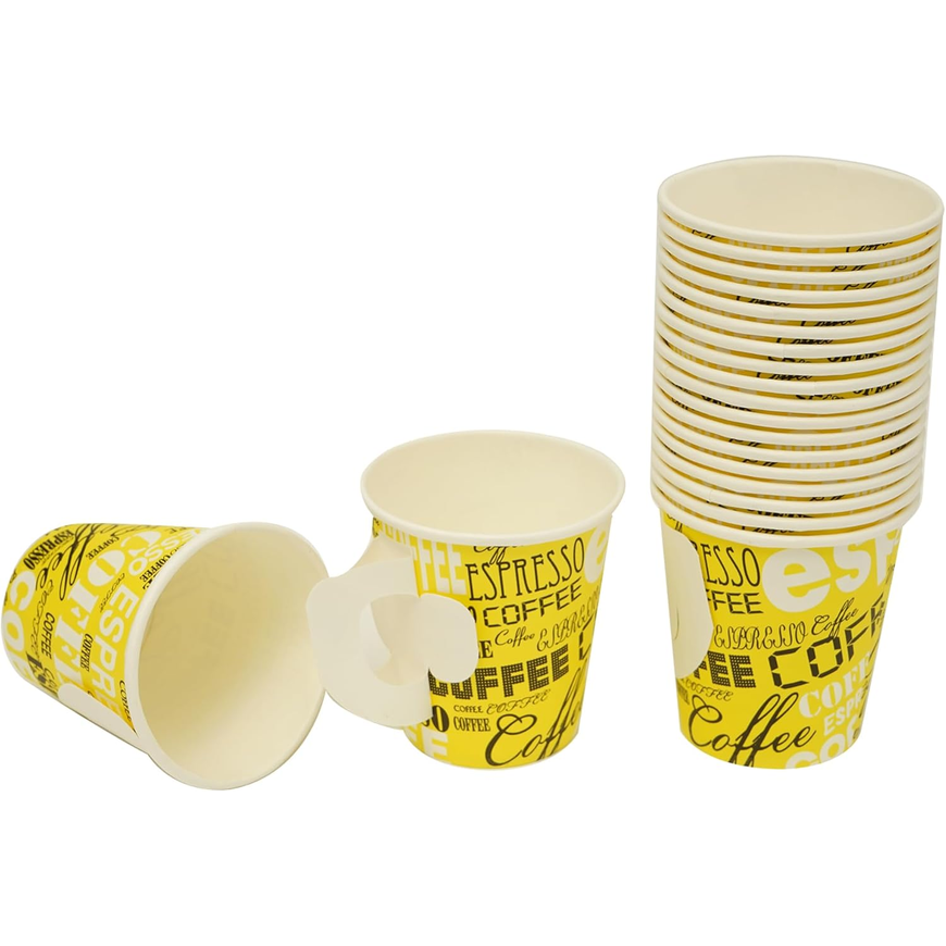 Paper Cups 7oz Printed with Handle - 50 Pcs per Pack | Disposable Cups for Coffee, Tea & Espresso - Ideal for Office, Events & Parties Secondary image