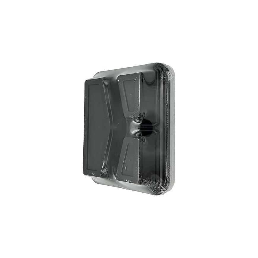 Black Base Rectangular 3-Compartment Food Containers with Lids – 5 Pieces