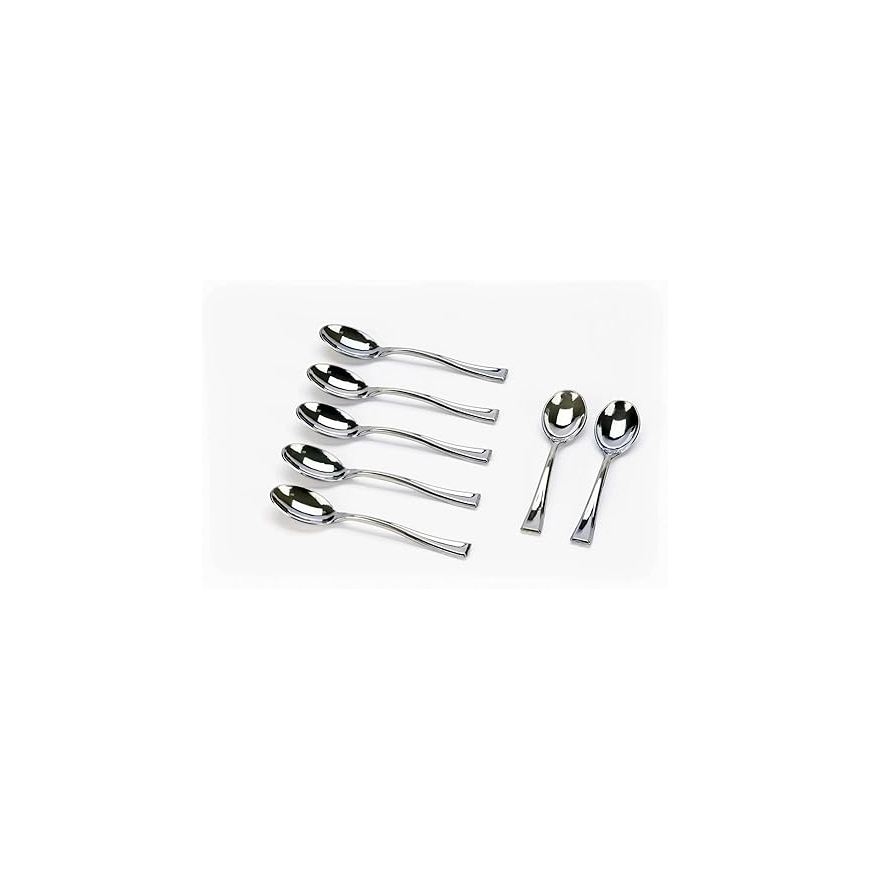 Silver Plastic Spoons – 25PCS