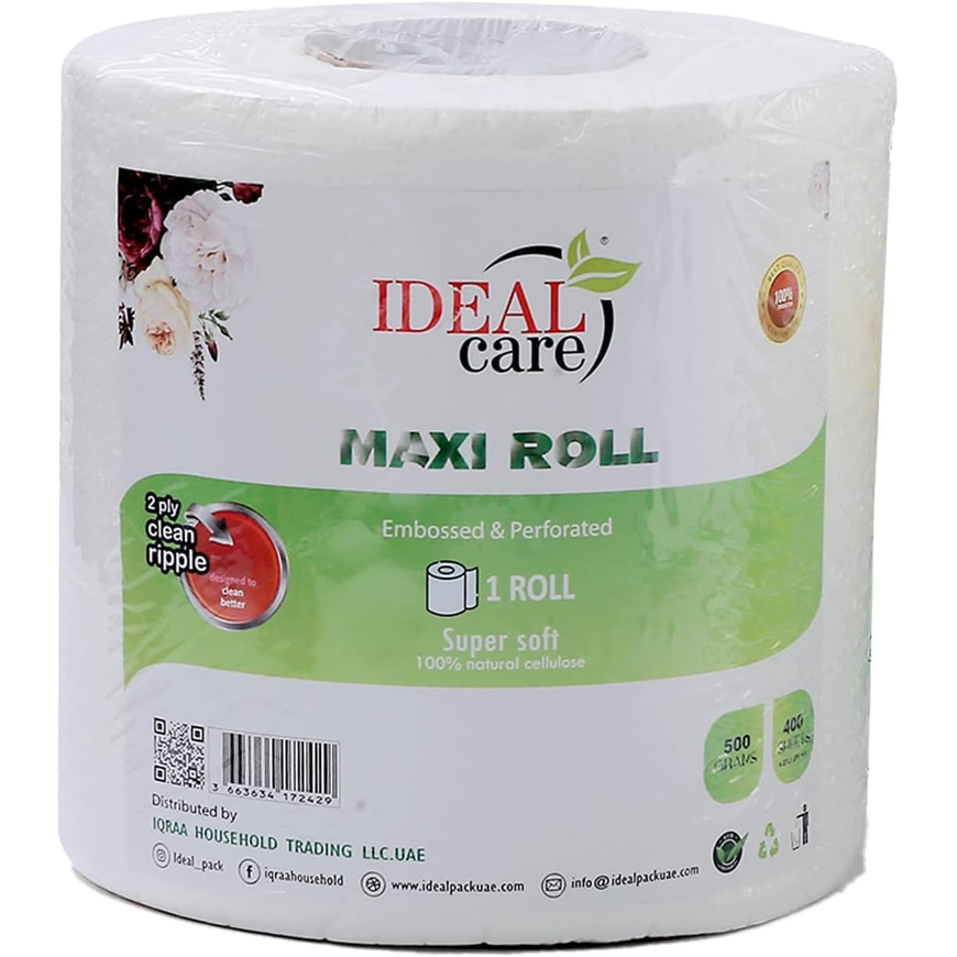 Ideal Care Maxi Roll Kitchen Paper Towel – 2 Ply, Super Soft & Absorbent, 100% Natural Cellulose for Kitchen & Household Use Main image