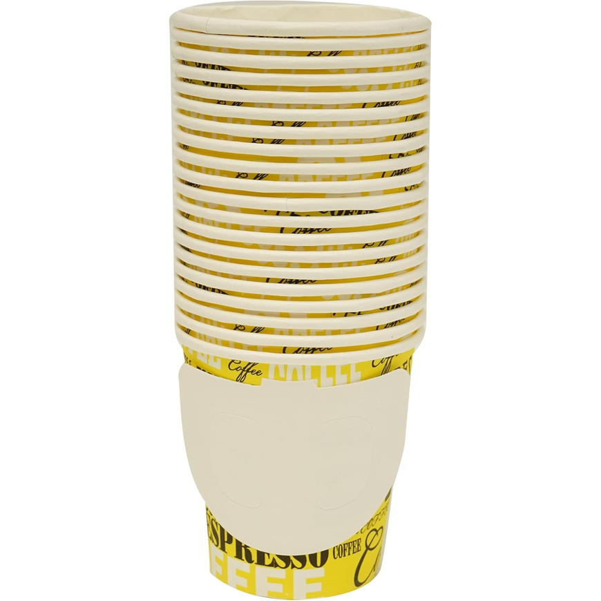 Paper Cups 7oz Printed with Handle - 50 Pcs per Pack | Disposable Cups for Coffee, Tea & Espresso - Ideal for Office, Events & Parties