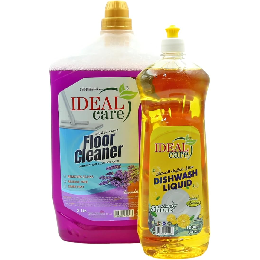 Ideal Care Floor Cleaner Pro Lavender 3L & Dishwash Liquid 1000ml Combo Pack