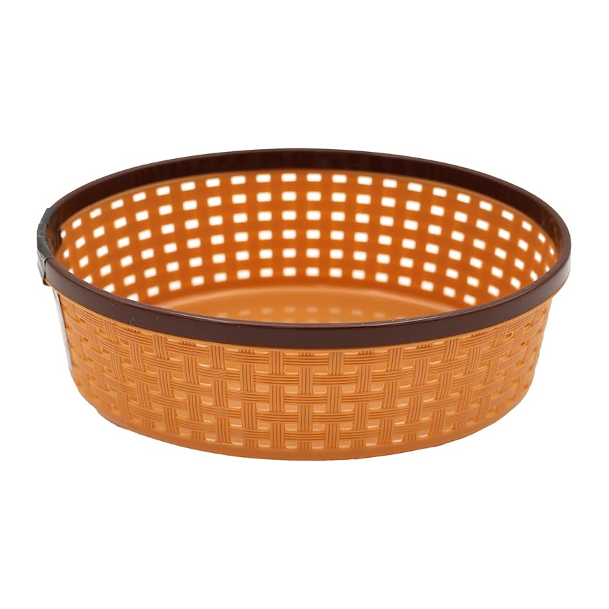 Nakoda Coco Oval Shape Plastic Storage Basket with Lid (Light Coffee)